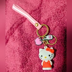 Hello Kitty Keychain with Red and Pink Accents